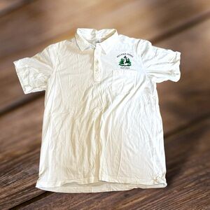 Lands End Mens Size Large White Washed Pocket Polo Shirt Golf Pelican Pines